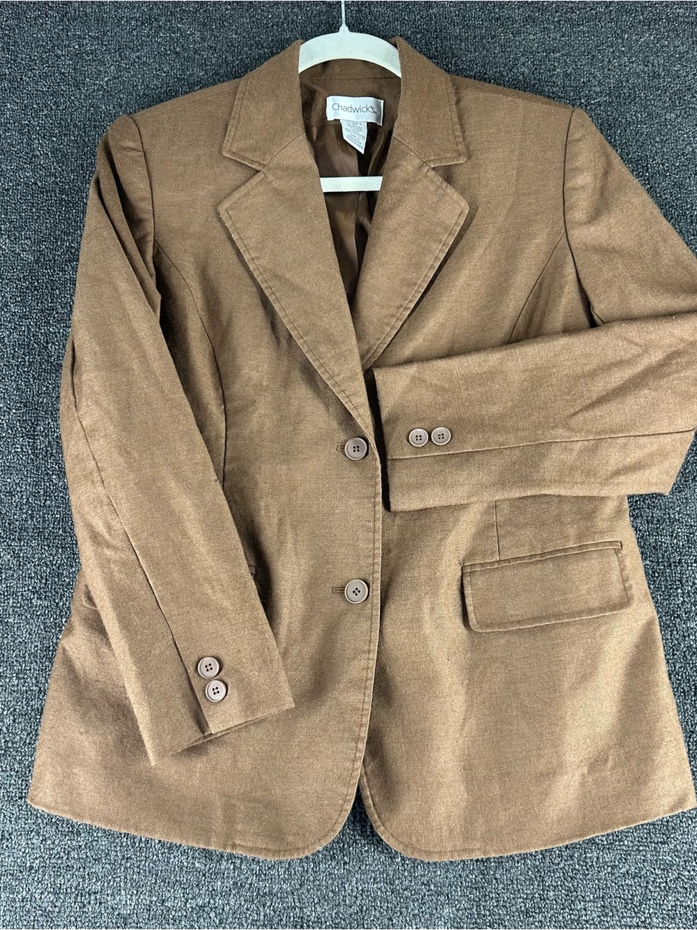 Chadwick’s Women’s 8P Brown 100% Wool Blazer Petite Classic Tailored Jacket